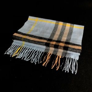 Baby blue and yellow Cashmere Burberry Scarf